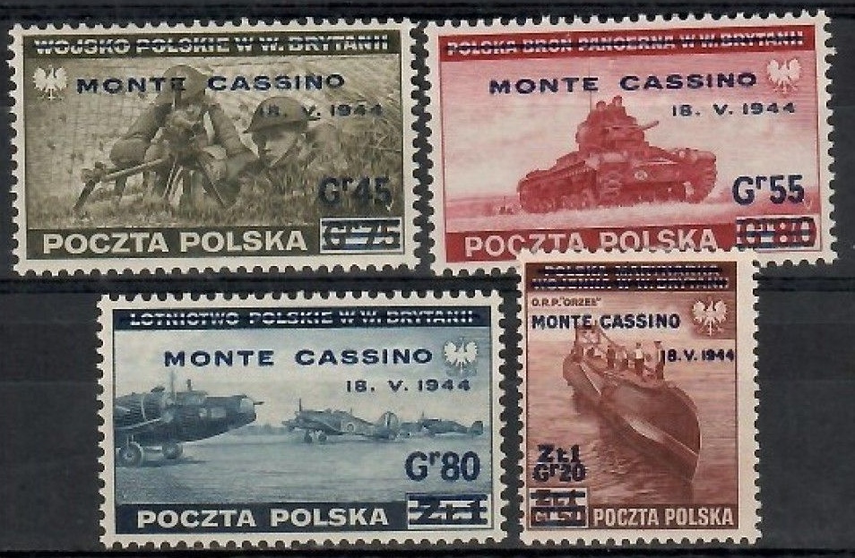 Znaczki pocztowe Polska Monte Cassino rocznik 1944