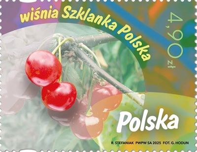 Znaczek pocztowy Owoce naszych sadów Wiśnia Szklanka Polska emisja Poczta Polska 2025