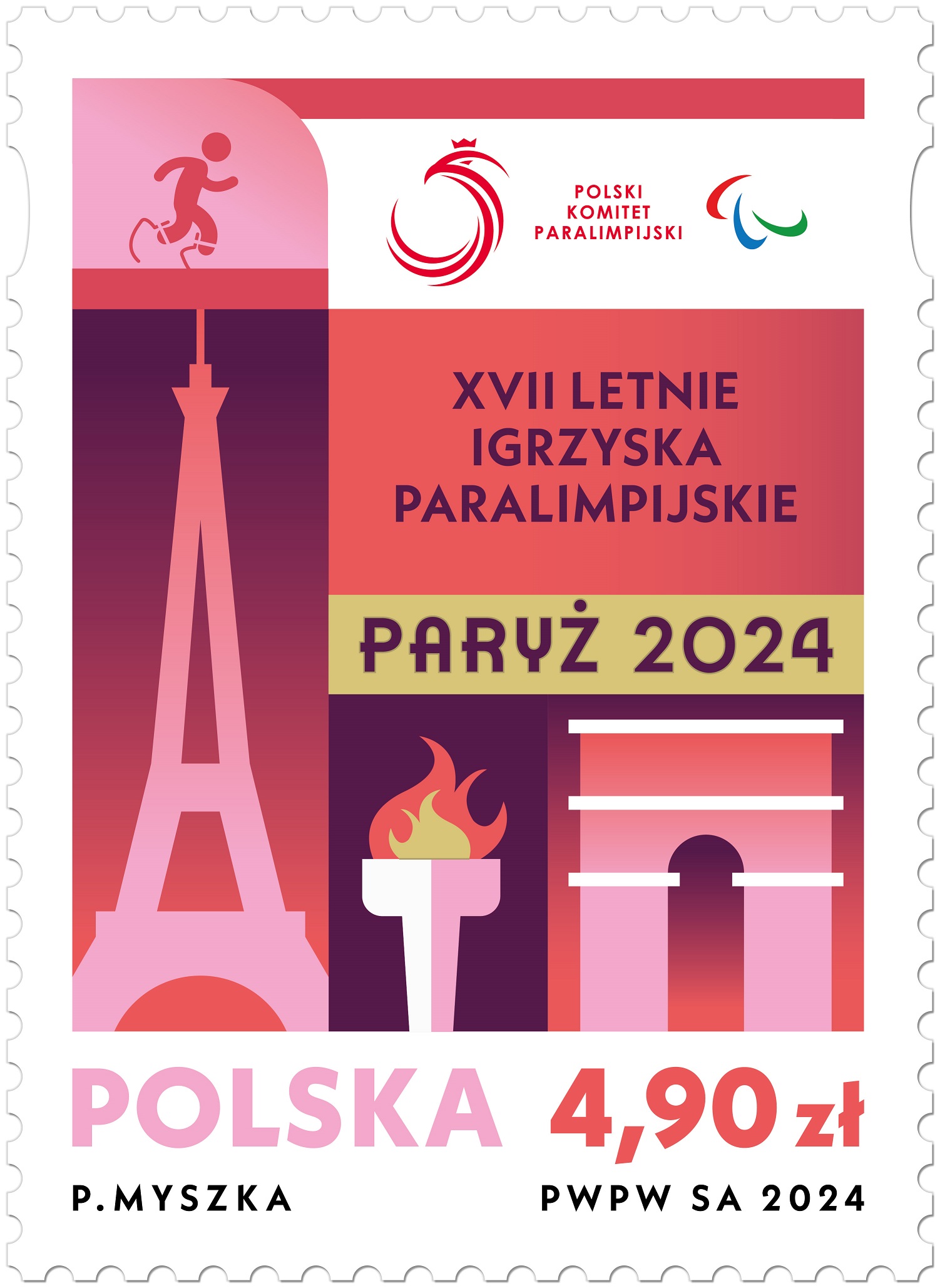 Znaczek pocztowy XVII Letnie Igrzyskach Paralimpijskie Paryż 2024