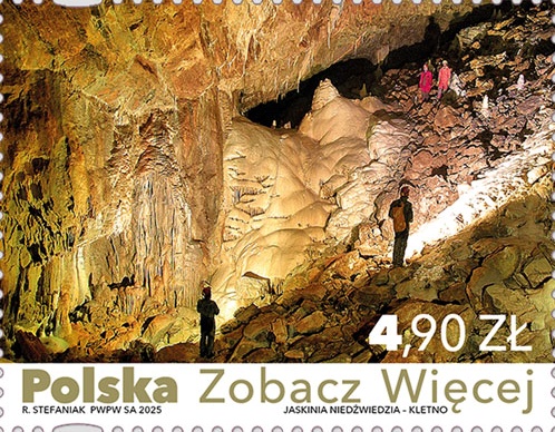 Znaczek pocztowy „Sala Mastodonta w Jaskini Niedźwiedziej” z serii „Polska Zobacz Więcej 2025