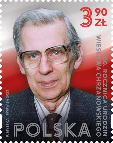 Znaczek pocztowy w temacie 100. rocznica urodzin Wiesława Chrzanowskiego
