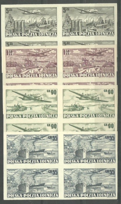 Znaczki polskiej poczty lotniczej z 1952 roku
