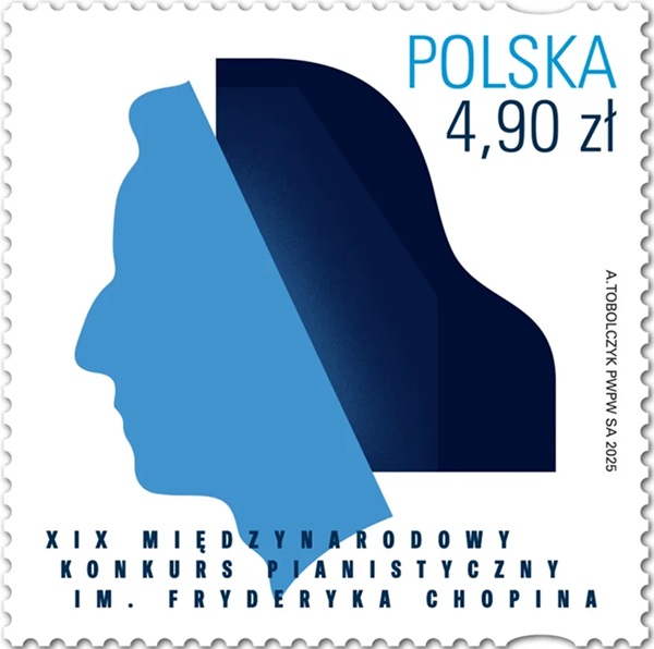 Znaczek pocztowy XIX Międzynarodowy Konkurs Pianistyczny im. Fryderyka Chopina - emisja 2025