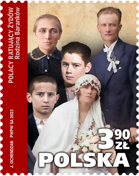 Znaczek pocztowy Polacy ratujący Żydów - Rodzina Baranków