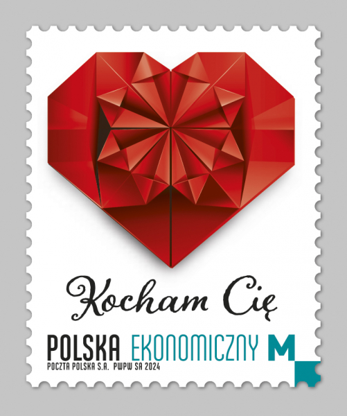 Znaczek pocztowy na Walentynki 2024 emisja Poczty Polskiej