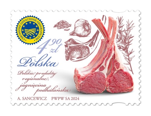 Polskie produkty regionalne znaczek pocztowy comber jagnięcy