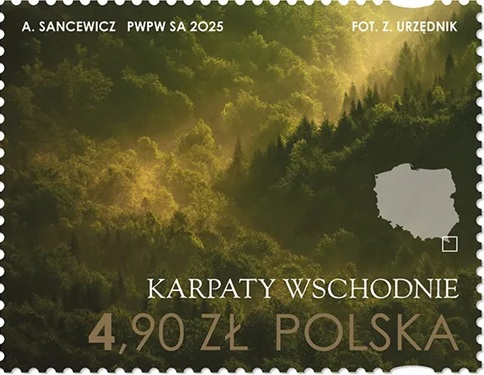 Znaczek pocztowy Karpaty Wschodnie Nadobnica alpejska emisja Poczta Polska 2025