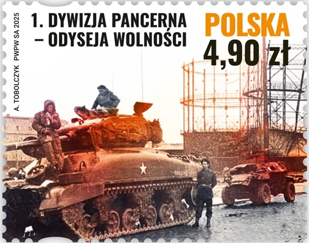 Znaczek pocztowy Zdobycie Wilhelmshaven 1. Dywizja Pancerna - Odyseja Wolności emisja 2025